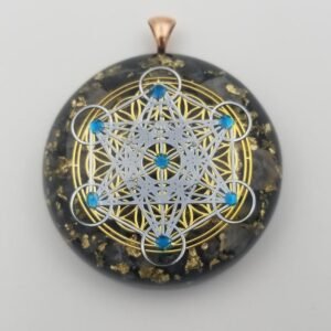 Orgone Energy~Orgonite® Pendant - Metatrons Flower of life orgone® amulet pendant with blue apatite & quartz crystal. Protection from EMF Protection