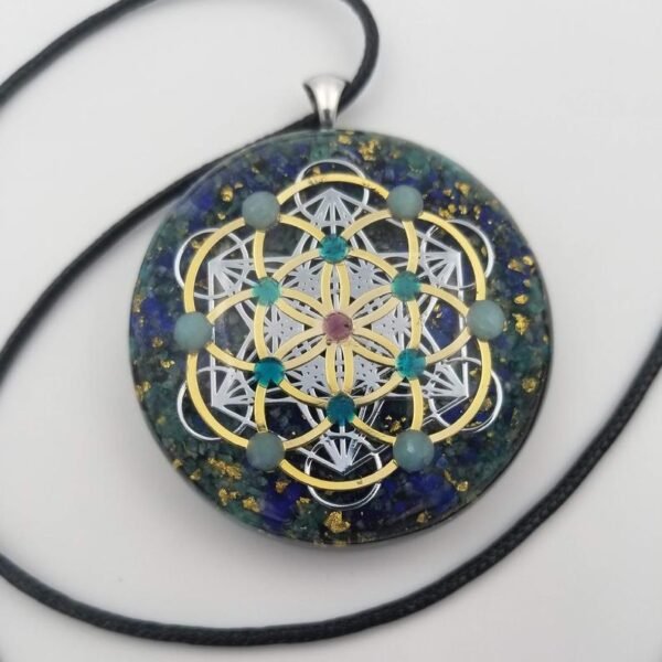 Orgone Energy~Orgonite® Metatrons seed of life orgone® amulet pendant for EMF & RF radiaton Protection from cellphones