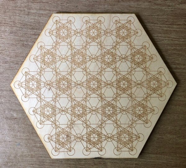 Crystal Grid~Metatron's Cube Wood Crystal Grid - Metatron's Cube Crystal Grid - Wood Altar Piece or Wood Wall Art - Used with Healing Crystals