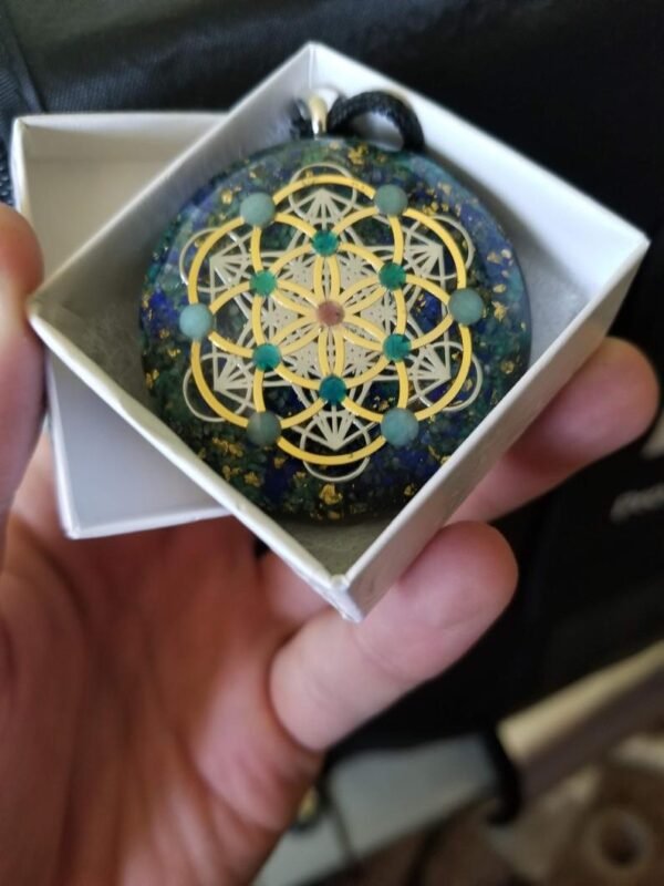 Orgone Energy~Orgonite® Metatrons seed of life orgone® amulet pendant for EMF & RF radiaton Protection from cellphones