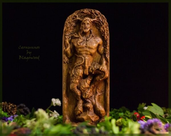 【Wood Sculpture】Cernunnos 2, Cernun, horned god, celtic god, pagan god, wiccan, wicca, altar, druid, witchcraft, gaelic