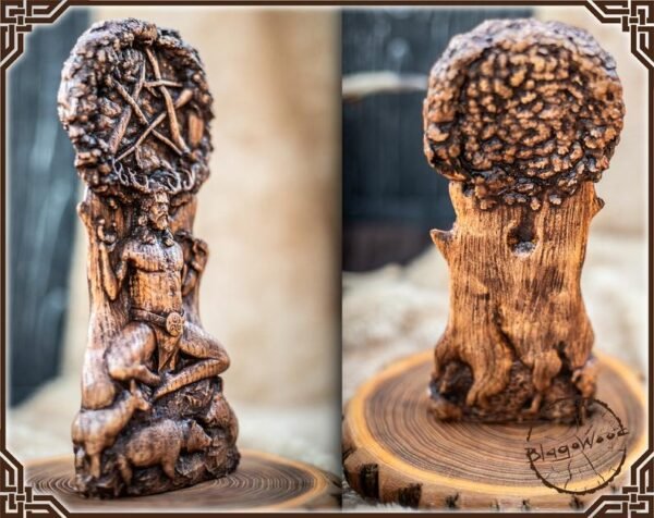 【Wood Sculpture】Cernunnos horned god, Cernun celtic god, pagan god, wiccan, wicca, altar, druid, gaelic