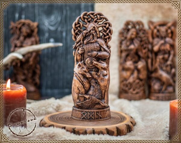 【Wood Sculpture】Odin, Wotan, Allfather, viking pagan asatru heathen god and goddess norse gods altar mythology