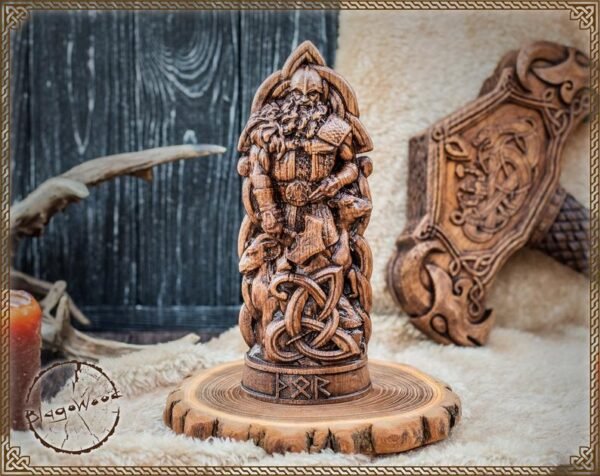 【Wood Sculpture】Thor, Norse pantheon, viking pagan asatru heathen god and goddess Scandinavian gods altar mythology