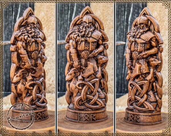 【Wood Sculpture】Thor, Norse pantheon, viking pagan asatru heathen god and goddess Scandinavian gods altar mythology