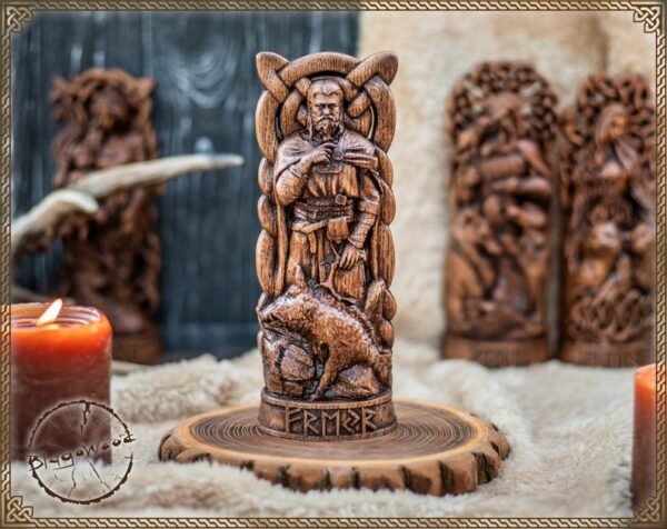 【Wood Sculpture】Freyr, Norse pantheon, viking pagan asatru heathen god and goddess Scandinavian gods altar mythology