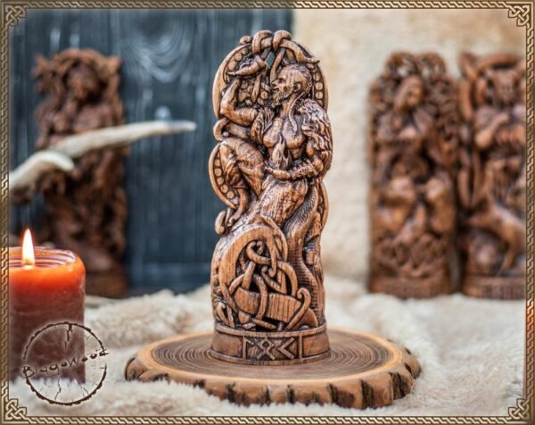 【Wood Sculpture】Loki, Norse pantheon, viking pagan asatru heathen god and goddess Scandinavian gods altar mythology