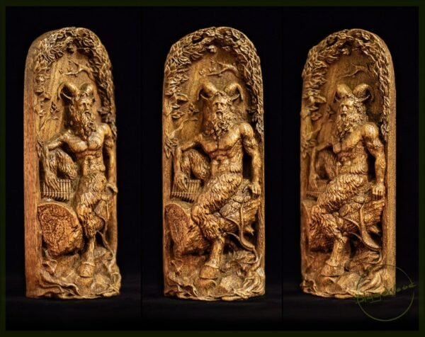 【Wood Sculpture】Pan God, Greek Statue, Ancient, Mythology, wiccan, wicca, altar, witch, gaelic, God of the Wild and Nature