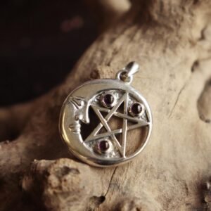 Magicun Taliman~Crescent Moon Pentacle Pendant - Amethyst
