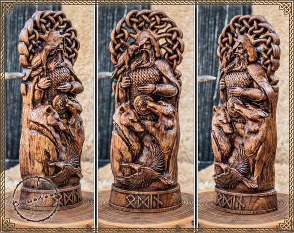 【Wood Sculpture】Odin, Wotan, Allfather, viking pagan asatru heathen god and goddess norse gods altar mythology