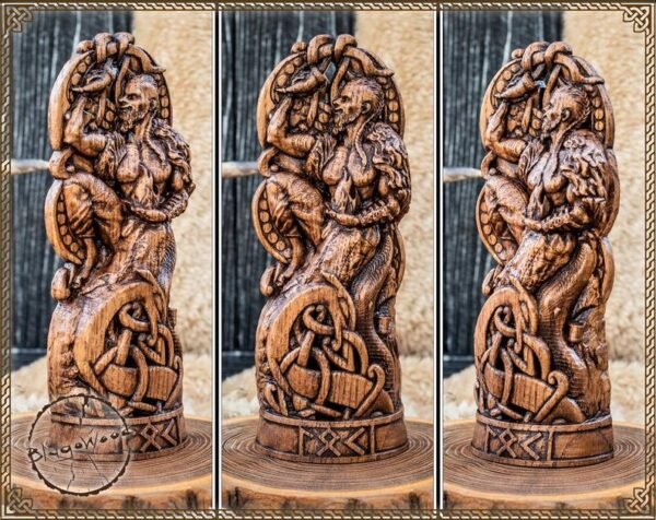 【Wood Sculpture】Loki, Norse pantheon, viking pagan asatru heathen god and goddess Scandinavian gods altar mythology