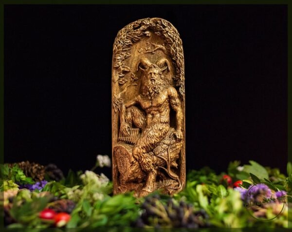 【Wood Sculpture】Pan God, Greek Statue, Ancient, Mythology, wiccan, wicca, altar, witch, gaelic, God of the Wild and Nature