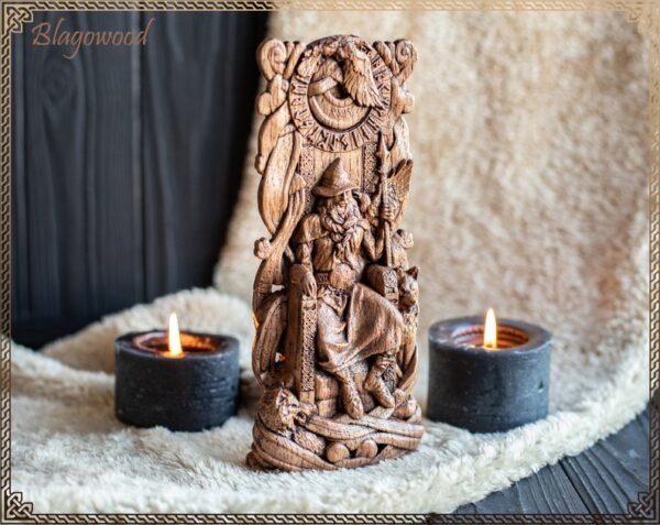 【wood sculpture】Odin, Wotan, Allfather, viking pagan asatru heathen god and goddess norse gods altar mythology wood sculpture