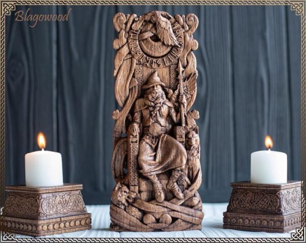 【wood sculpture】Odin, Wotan, Allfather, viking pagan asatru heathen god and goddess norse gods altar mythology wood sculpture