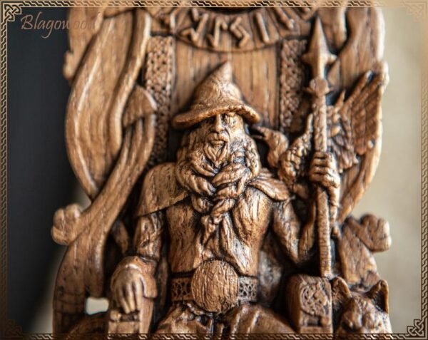 【wood sculpture】Odin, Wotan, Allfather, viking pagan asatru heathen god and goddess norse gods altar mythology wood sculpture
