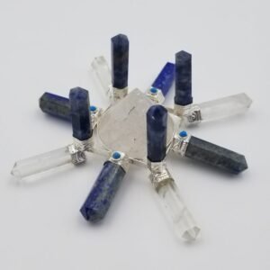 Orgone Energy~Crystal Generator Antenna wheel healing tool with Lapis Lazuli, clear quartz, tuquoise Reiki crystal energy healing tool