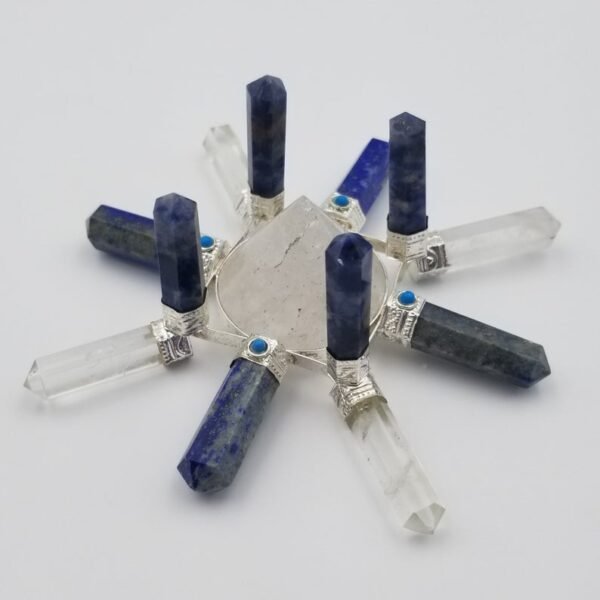 Orgone Energy~Crystal Generator Antenna wheel healing tool with Lapis Lazuli, clear quartz, tuquoise Reiki crystal energy healing tool