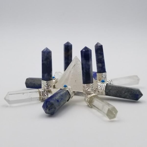Orgone Energy~Crystal Generator Antenna wheel healing tool with Lapis Lazuli, clear quartz, tuquoise Reiki crystal energy healing tool