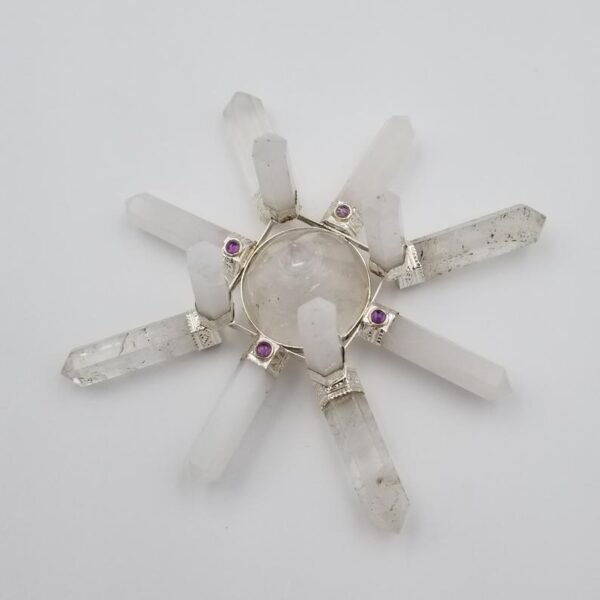Orgone Energy~Crystal Generator Antenna wheel healing tool with Rose quartz, clear quartz, amethyst Reiki crystal energy healing tool