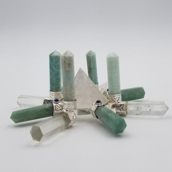 Orgone Energy~Crystal Generator Antenna wheel healing tool with Amazonite, Green Aventurine, Lapis Lazuli, clear quartz Reiki crystal energy healing tool
