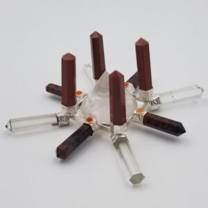 Orgone Energy~Crystal Generator Antenna wheel healing tool with Red Jasper, clear quartz, orange carnelianReiki crystal energy healing tool