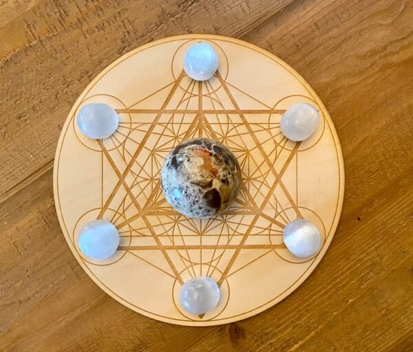 Crystal Grid~Merkaba Metatron's Cube Sphere Holder Crystal Grid - Altar Decoration - Spheres