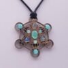Orgone Energy~Metatron pendant charm sacred geometry crystal grid necklace talisman Ethiopian opal pendant labradorite pendant