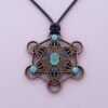 Orgone Energy~Metatron pendant charm sacred geometry crystal grid necklace talisman Amazonite pendant blue apatite pendant aqua chalcedony