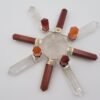 Orgone Energy~Crystal Generator Antenna wheel healing tool with Orange Carnelian, Red Jasper, Yellow Aventurine, Clear Quartz Reiki crystal energy tool