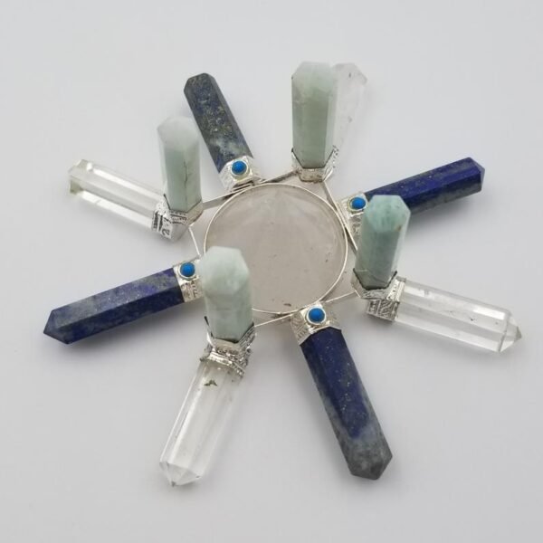 Orgone Energy~Crystal Energy Healing Tool, Crystal Generator Antenna wheel with Amazonite, Lapis Lazuli, Clear Quartz, turquoise Reiki crystal grid