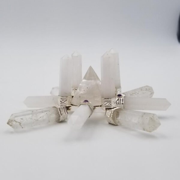 Orgone Energy~Crystal Generator Antenna wheel healing tool with Rose quartz, clear quartz, amethyst Reiki crystal energy healing tool