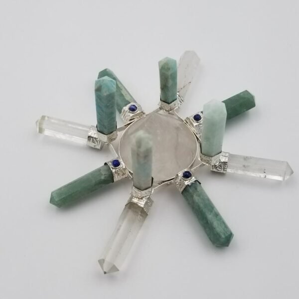 Orgone Energy~Crystal Generator Antenna wheel healing tool with Amazonite, Green Aventurine, Lapis Lazuli, clear quartz Reiki crystal energy healing tool