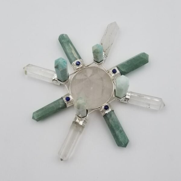Orgone Energy~Crystal Generator Antenna wheel healing tool with Amazonite, Green Aventurine, Lapis Lazuli, clear quartz Reiki crystal energy healing tool