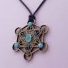 Orgone Energy~Metatron pendant charm sacred geometry crystal grid necklace talisman Amazonite pendant blue apatite pendant aqua chalcedony