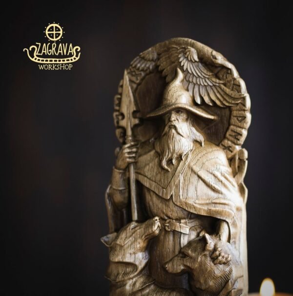 【Wood Sculpture】Odin statue, Allfather, Wotan, norse gods, wood carving altar heathen asatru viking god and goddes sculpture wooden scandinavian pantheon