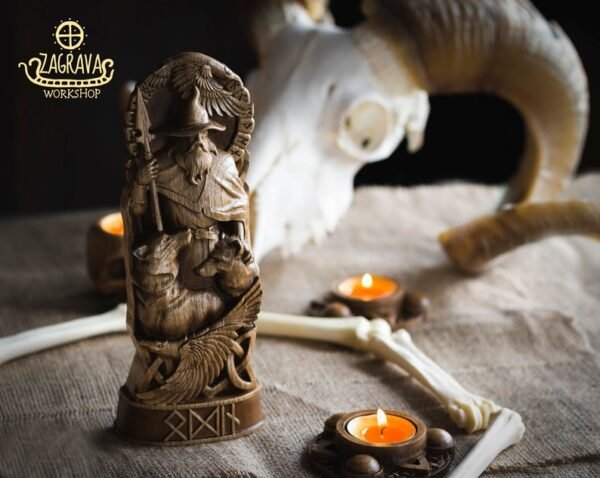 【Wood Sculpture】Odin statue, Allfather, Wotan, norse gods, wood carving altar heathen asatru viking god and goddes sculpture wooden scandinavian pantheon
