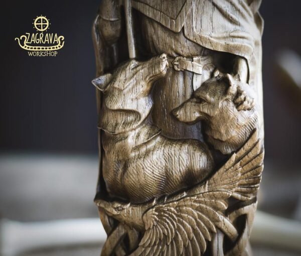【Wood Sculpture】Odin statue, Allfather, Wotan, norse gods, wood carving altar heathen asatru viking god and goddes sculpture wooden scandinavian pantheon