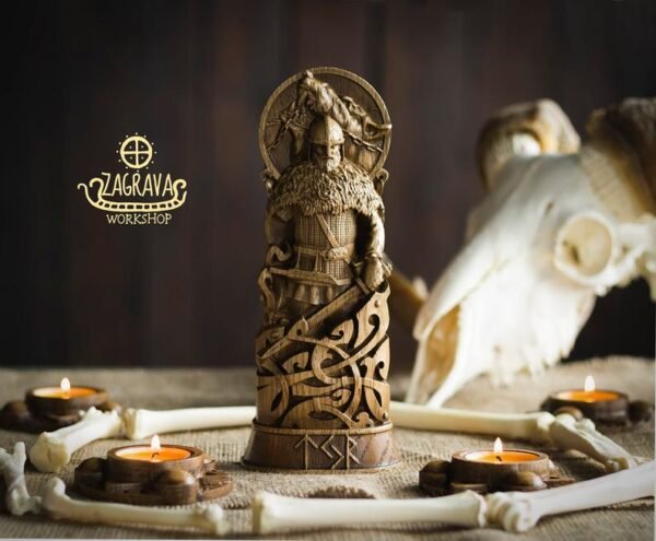 【Wood Sculpture】Tyr, Wood, Norse pantheon, viking pagan asatru heathen god and goddess Scandinavian gods altar mythology Wood Sculpture, Fenrir, Odin, Wotan