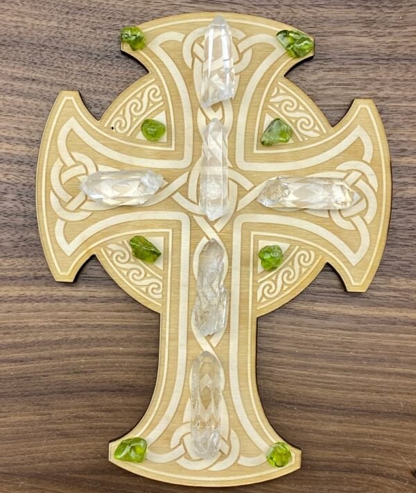 Crystal Grid~Celtic Cross Crystal Grid - Cross Crystal Grid - Celtic Crystal Grid - Wood Crystal Grid - Healing Crystals