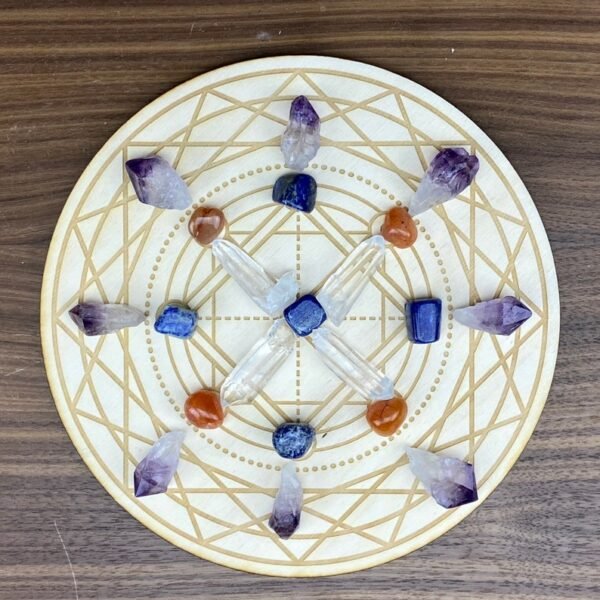 Crystal Grid~Double Square Crystal Grid - Geometric Crystal Grid - Wooden Crystal Grid - Healing Crystals and Stones