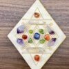Crystal Grid~Diamond Geometric Crystal Grid - Geometric Crystal Grid - Diamond Crystal Grid - Wooden Crystal Grid - Healing Crystals and Stones