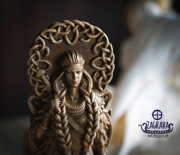 【Wood Sculpture】Freyja statue, Freya, Vanadís, norse gods, wood carving altar heathen asatru viking god and goddes sculpture wooden scandinavian pantheon