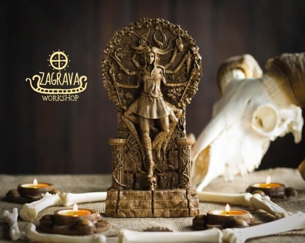 【Wood Sculpture】Wooden Hecate, Hekate statue, Greek goddess, pagan goddess, wiccan, wicca, altar, druid, witches, gaelic, witchcraft