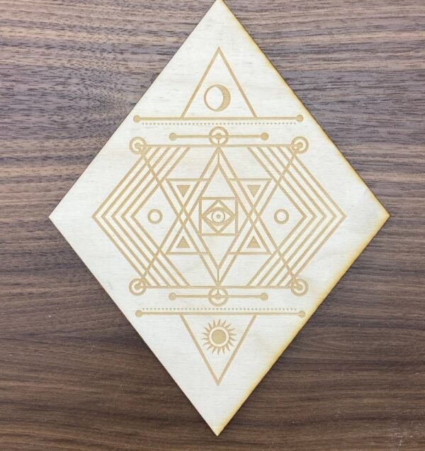 Crystal Grid~Diamond Geometric Crystal Grid - Geometric Crystal Grid - Diamond Crystal Grid - Wooden Crystal Grid - Healing Crystals and Stones