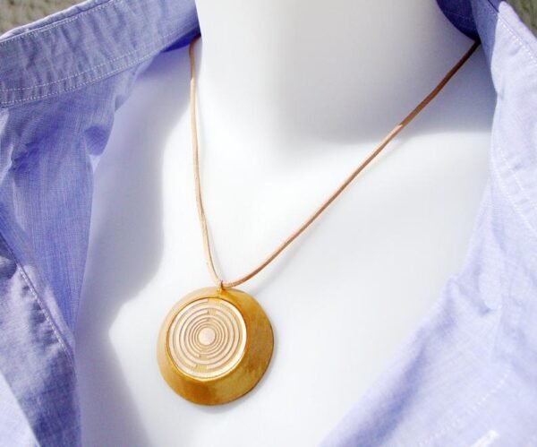 Orgone Energy~Orgone orgonite® all-powerful golden necklace-pendant, power of gold, 2 gold plated MWO Lakhovsky antenna, protection, EMF block, prosperity