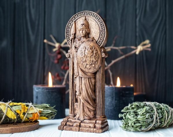 【Wood Sculpture】Athena statue, Greek goddess, ancient, war, victory, wisdom, knowledge, figurine, heathen, wiccan, wicca, altar, witches things