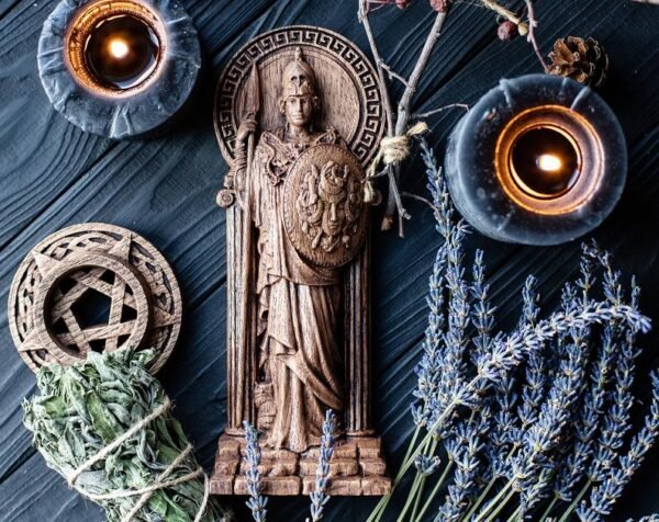 【Wood Sculpture】Athena statue, Greek goddess, ancient, war, victory, wisdom, knowledge, figurine, heathen, wiccan, wicca, altar, witches things