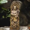 【Wood Sculpture】Bragi statue, norse gods, wood carving altar heathen asatru viking god and goddes sculpture wooden scandinavian pantheon