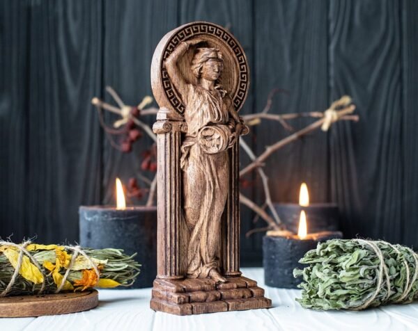【Wood Sculpture】Fortuna statue, Tyche-Fortuna, Lady Luck figurine, Greek goddess, pagan goddess, wiccan, wicca, altar, druid, witches things, ritual