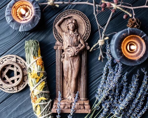 【Wood Sculpture】Fortuna statue, Tyche-Fortuna, Lady Luck figurine, Greek goddess, pagan goddess, wiccan, wicca, altar, druid, witches things, ritual